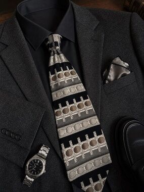 Duomo Milano Silk Geometric Art Deco Statement Tie